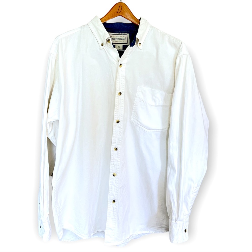 Mens Field & Stream White Button Down Large